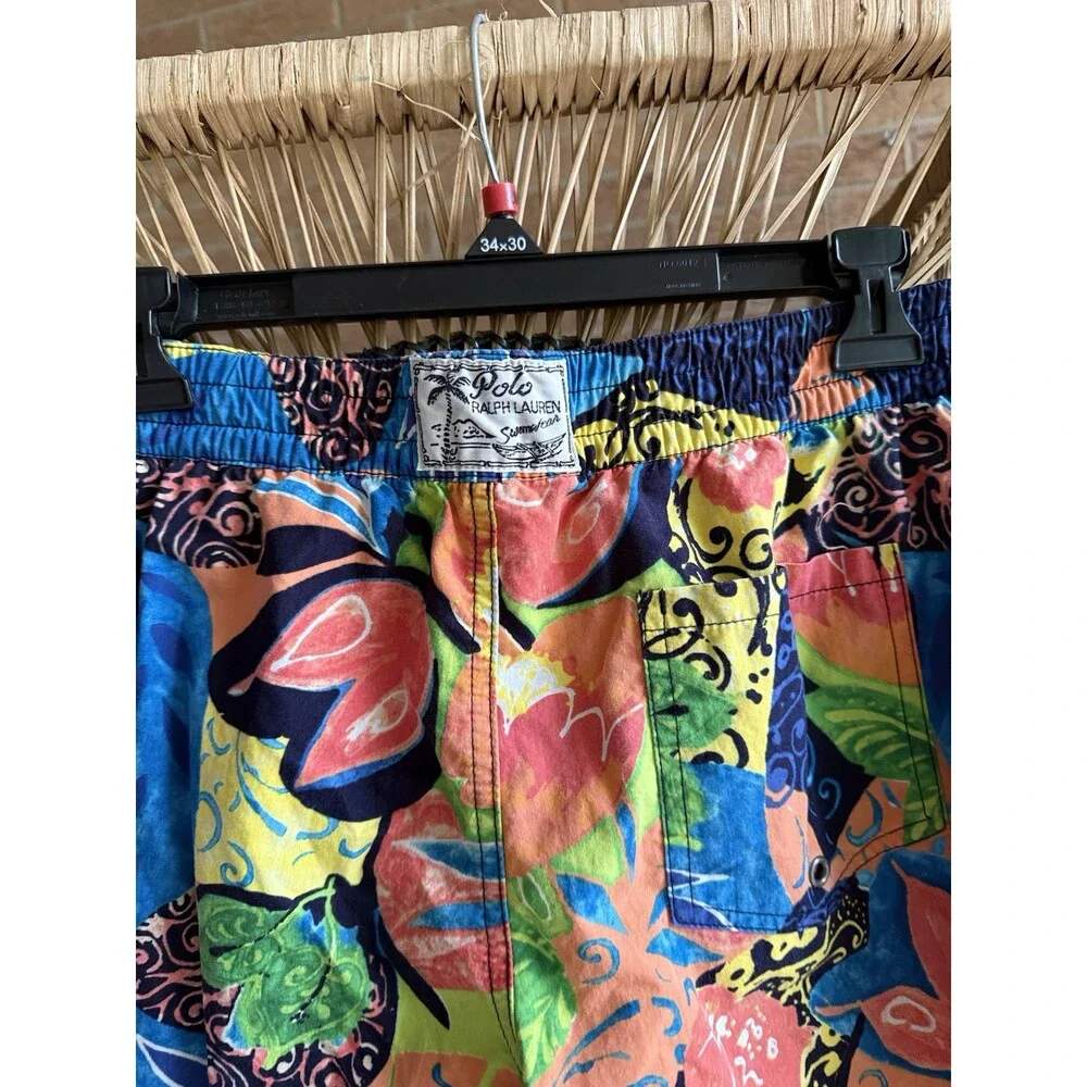 Vintage Polo Ralph Lauren Kids XL 18-20 Swim Trunks Tropical Floral Board Shorts
